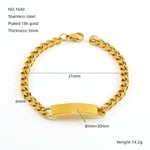 Gold color / 1 Piece Simple Series Classic Stainless Steel  Gold Color Unisex Chain Bracelets 